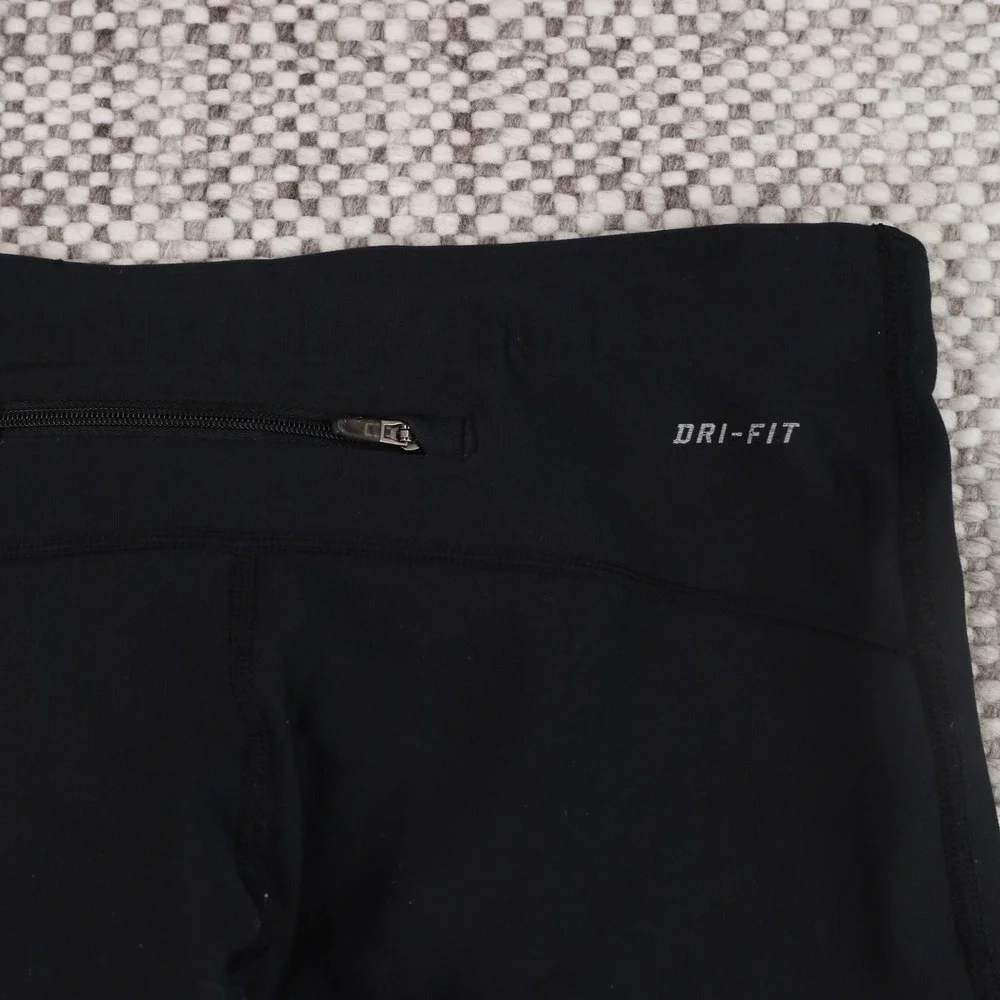 Nike Dri-FIT Running Leggings Women Small Black Good Zipper Ankle Reflective